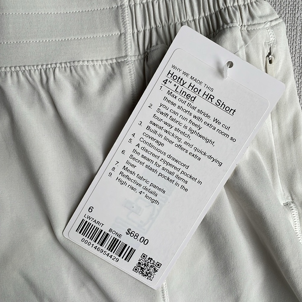 Lululemon hotty hot high rise short 4” lined - bone - size 6 - Picture 4 of 16